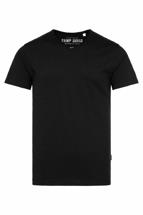 Soccx Basic T-Shirt V-Neck mit Used-Kante black Preisnachlass