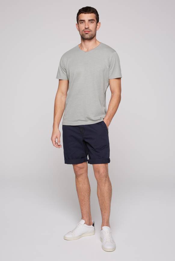 Soccx Basic T-Shirt V-Neck mit Used-Kante polo grey Cyber Monday