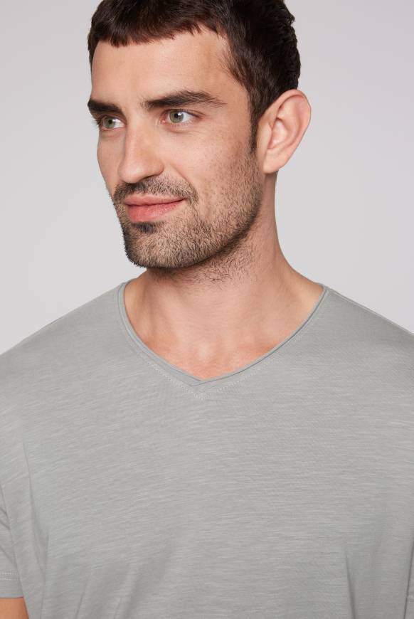 Soccx Basic T-Shirt V-Neck mit Used-Kante polo grey Cyber Monday