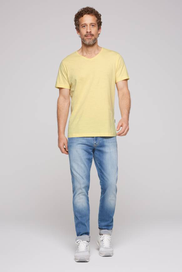 Soccx Basic T-Shirt V-Neck mit Used-Kante sun Osterangebot
