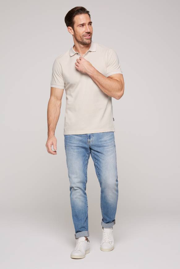 Soccx Basic Pikee-Polo mit Trikotkragen light cappuccino Online Outlet