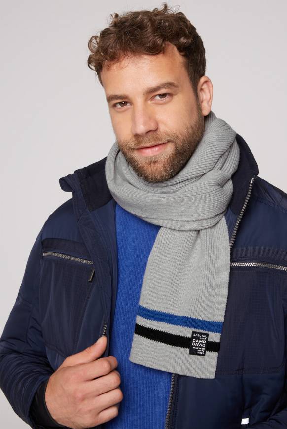 Soccx Rippstrickschal mit Streifen-Details granite melange Nur für heute