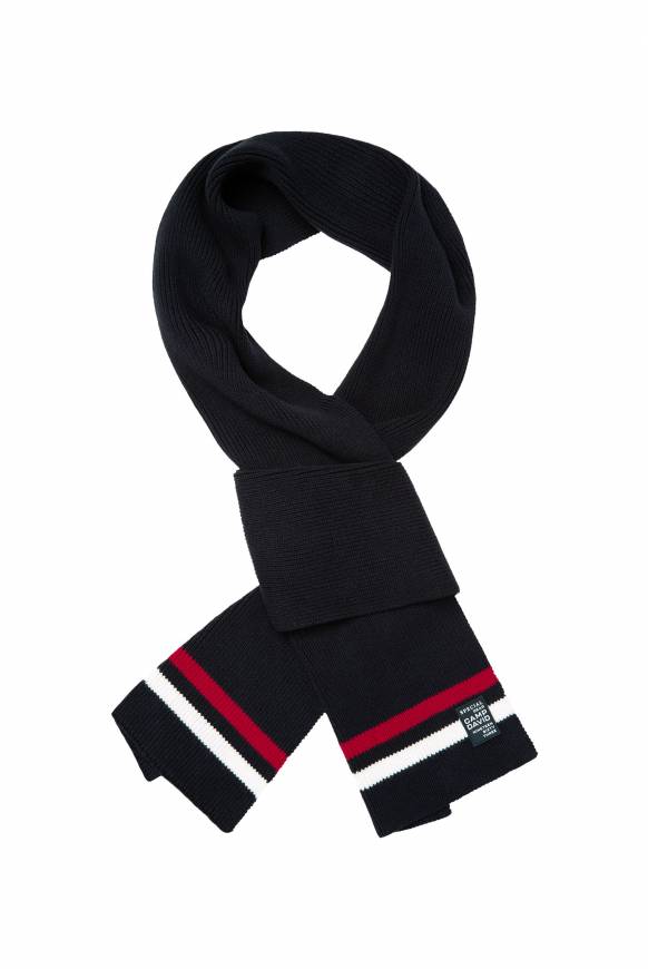 Soccx Rippstrickschal mit Streifen-Details blue navy im Angebot