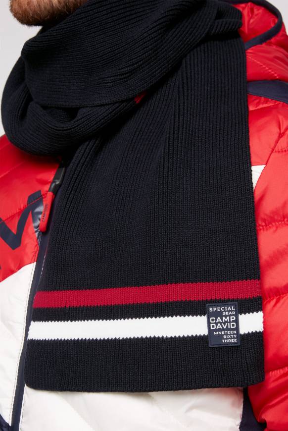 Soccx Rippstrickschal mit Streifen-Details blue navy im Angebot