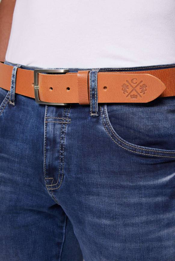 Soccx Ledergürtel mit matter Dornschließe cognac Saisonschlussverkauf