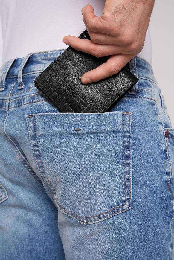 Soccx Klapp-Geldbörse mit Logo-Prägung black Top Angebot