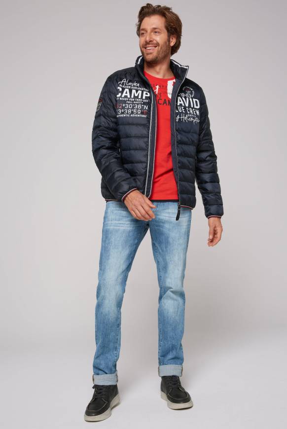 Soccx Leichte Steppjacke mit Logo Prints und Tapes blue navy 4XL Räumungsverkauf