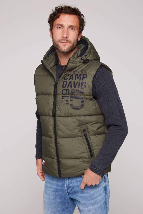 Soccx Steppweste mit Kapuze und Rücken-Print medium khaki Cyber Monday