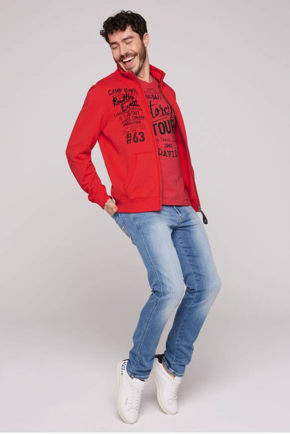 Soccx Sweatjacke mit Print und Stickereien red orange M Exklusive Angebote