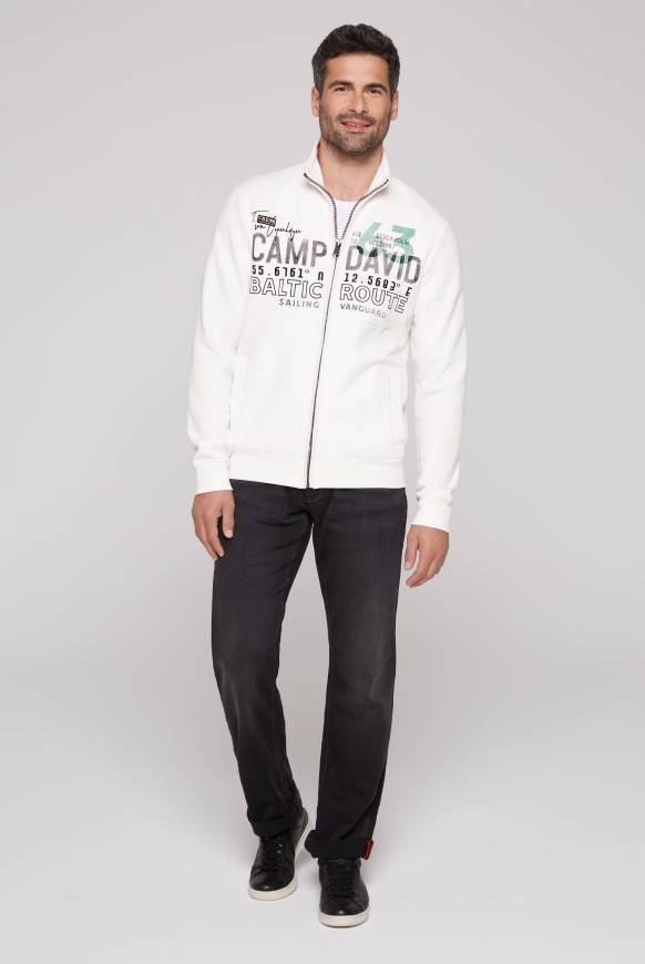 Soccx Sweatjacke mit Logo Print und Stickereien ivory Super Sparpreis