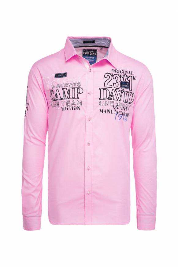 Soccx Hemd mit Dobby-Struktur und Artworks pale pink L Begrenzte Freigabe