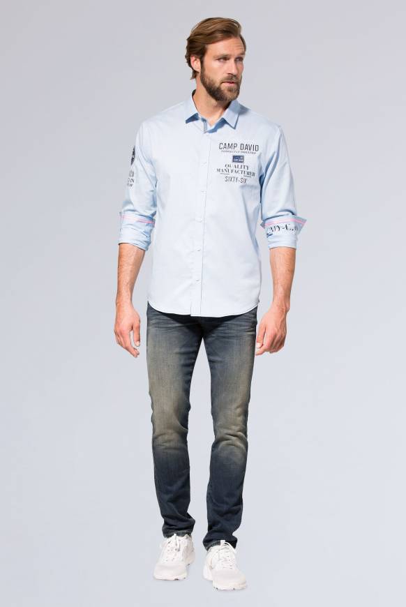 Soccx Hemd mit Webstruktur und Artworks, Regular Fit light blue JETZT KAUFEN