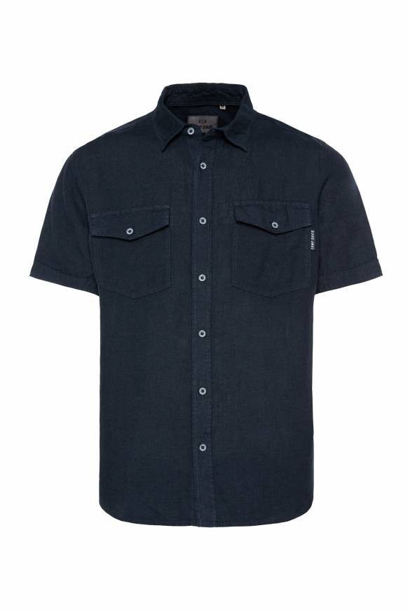 Soccx Leinenhemd mit Klappentaschen blue navy Neueste Stile
