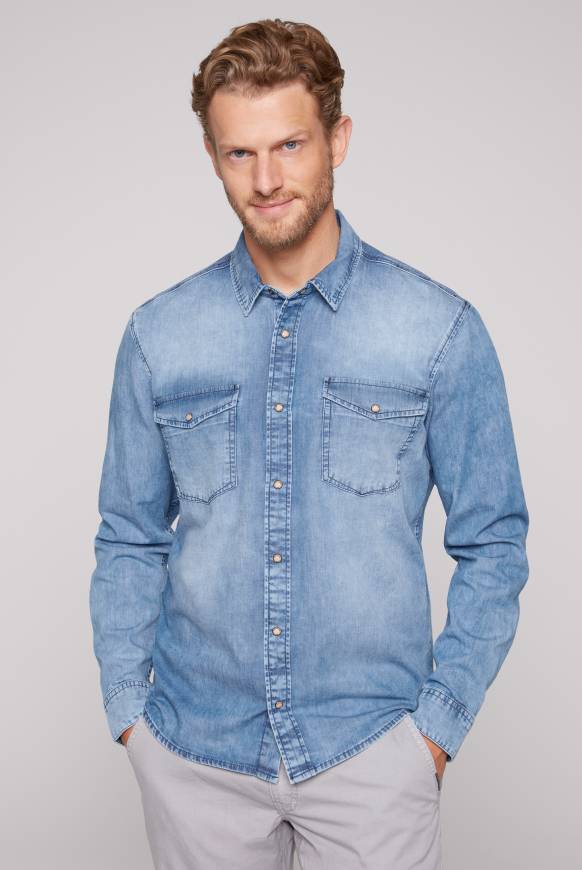 Soccx Hemd aus Denim Regular Fit light blue bleached Discount Store für neue Produkte