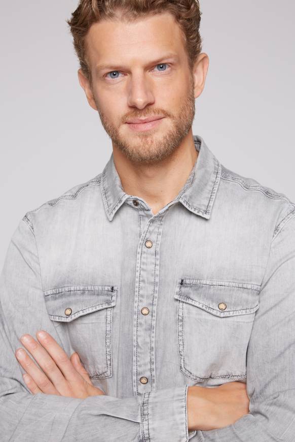 Soccx Hemd aus Denim Regular Fit light grey bleached Nur noch ein Tag übrig