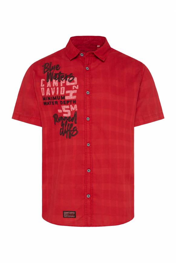 Soccx Karohemd mit Print und Stickereien royal red 50% Rabatt mit kostenlosem Versand