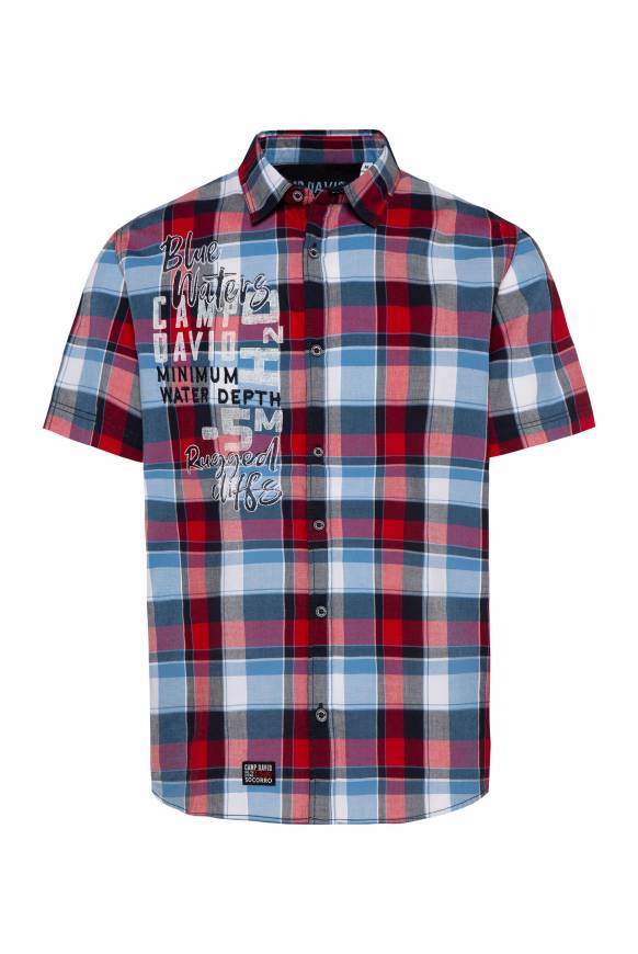 Soccx Karohemd mit Print und Stickereien royal red check Clearance-Verkauf