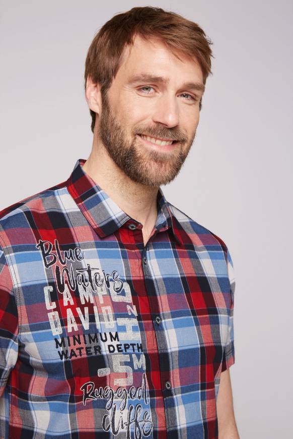 Soccx Karohemd mit Print und Stickereien royal red check Clearance-Verkauf
