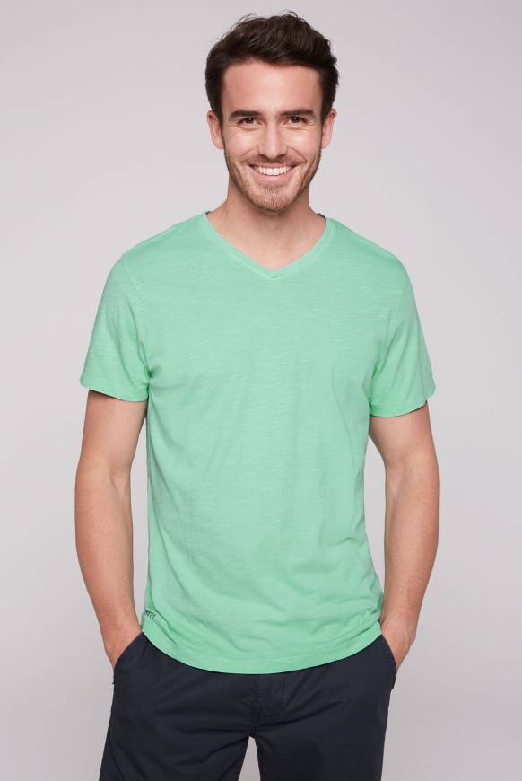 Soccx Basic T-Shirt mit V-Ausschnitt nordic green S Fabrikladen