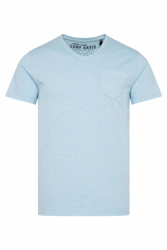 Soccx T-Shirt V-Neck mit Brusttasche summer blue Speichern exportieren