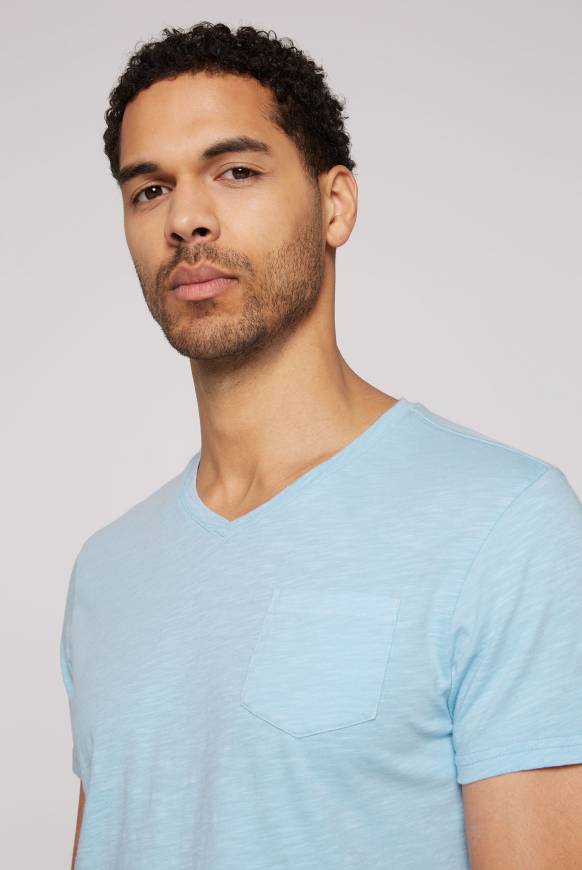 Soccx T-Shirt V-Neck mit Brusttasche summer blue Speichern exportieren
