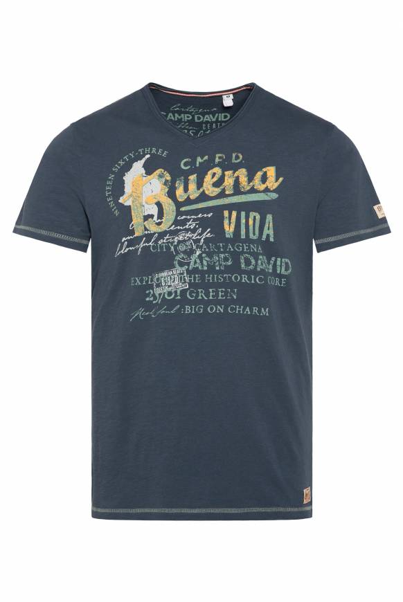 Soccx V-Shirt mit Used-Optik lazy blue Rabatte dieses Monats