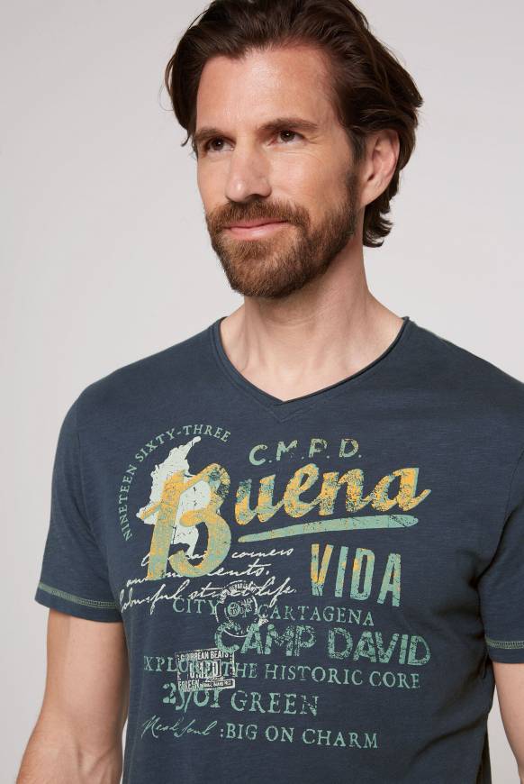 Soccx V-Shirt mit Used-Optik lazy blue Rabatte dieses Monats