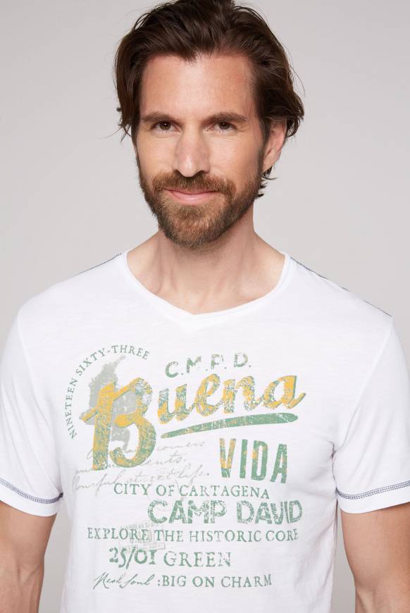 Soccx V-Shirt mit Used-Optik opticwhite 2025