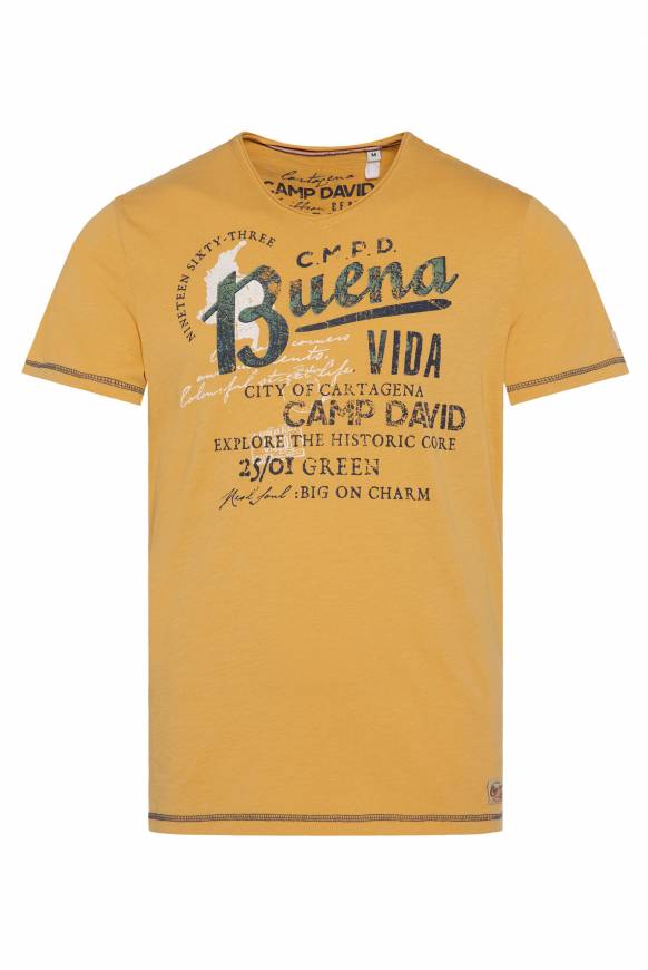 Soccx V-Shirt mit Used-Optik warm sun Online