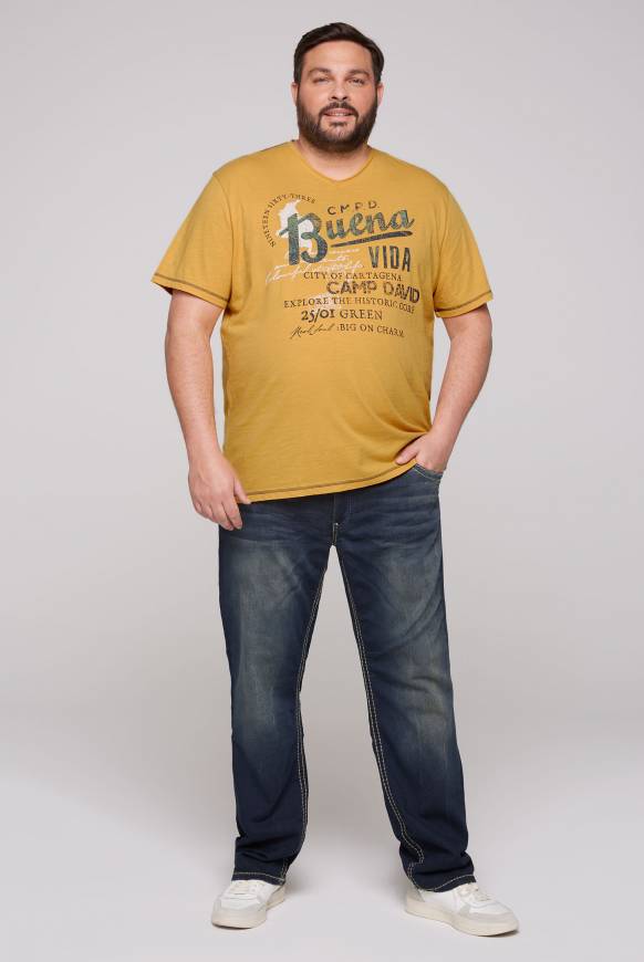 Soccx V-Shirt mit Used-Optik warm sun Online