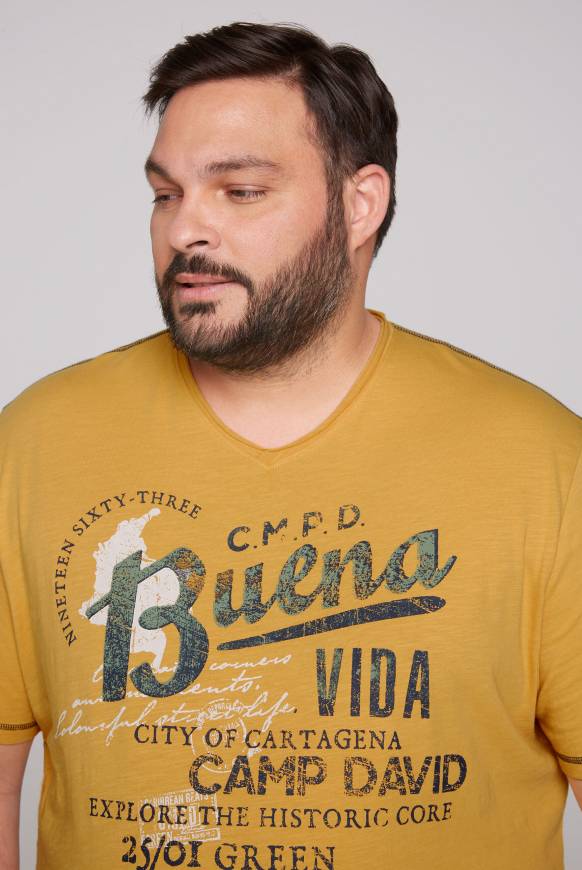 Soccx V-Shirt mit Used-Optik warm sun Online