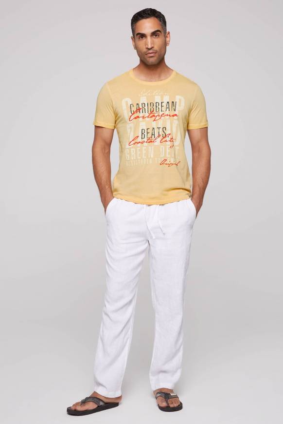 Soccx Rundhalsshirt mit Wording Print warm sun Outlet