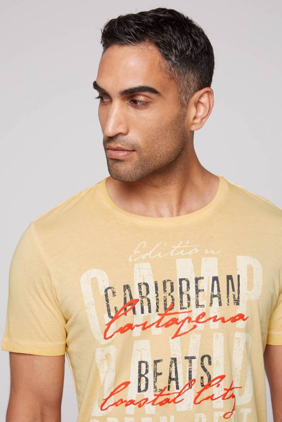 Soccx Rundhalsshirt mit Wording Print warm sun Outlet