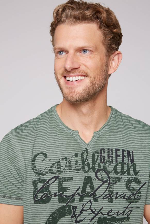 Soccx Streifenshirt mit Vintage Print green beat Auslauf