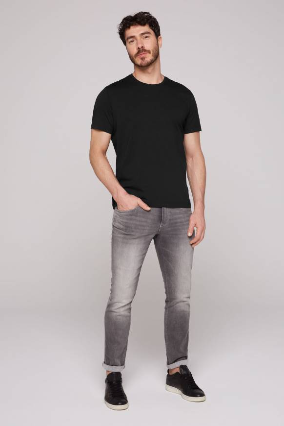 Soccx Basic T-Shirt mit Rundhalsausschnitt, Doppelpack black / black Angebote