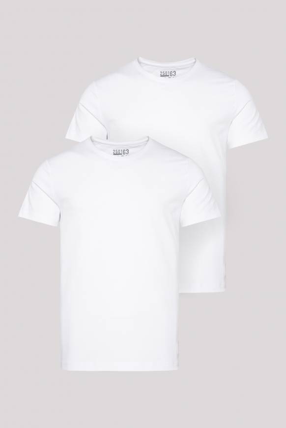Soccx Basic T-Shirt mit Rundhalsausschnitt, Doppelpack optic white / optic white im Angebot