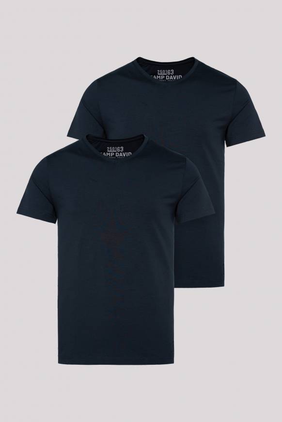 Soccx Basic T-Shirt mit V-Neck, Doppelpack blue navy / blue navy Schlussverkauf