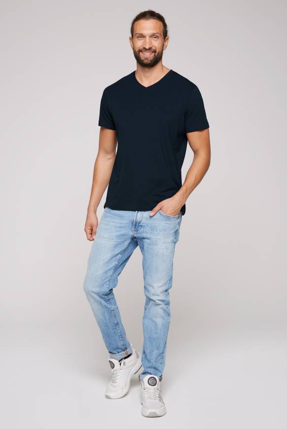 Soccx Basic T-Shirt mit V-Neck, Doppelpack blue navy / blue navy Schlussverkauf