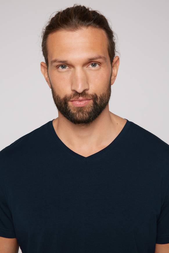 Soccx Basic T-Shirt mit V-Neck, Doppelpack blue navy / blue navy Schlussverkauf