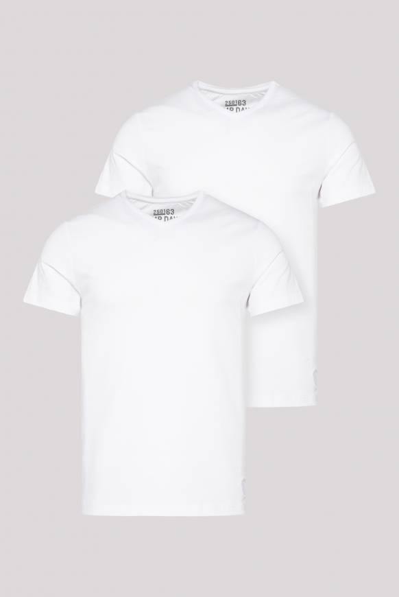 Soccx Basic T-Shirt mit V-Neck, Doppelpack optic white / optic white Günstiger Verkauf