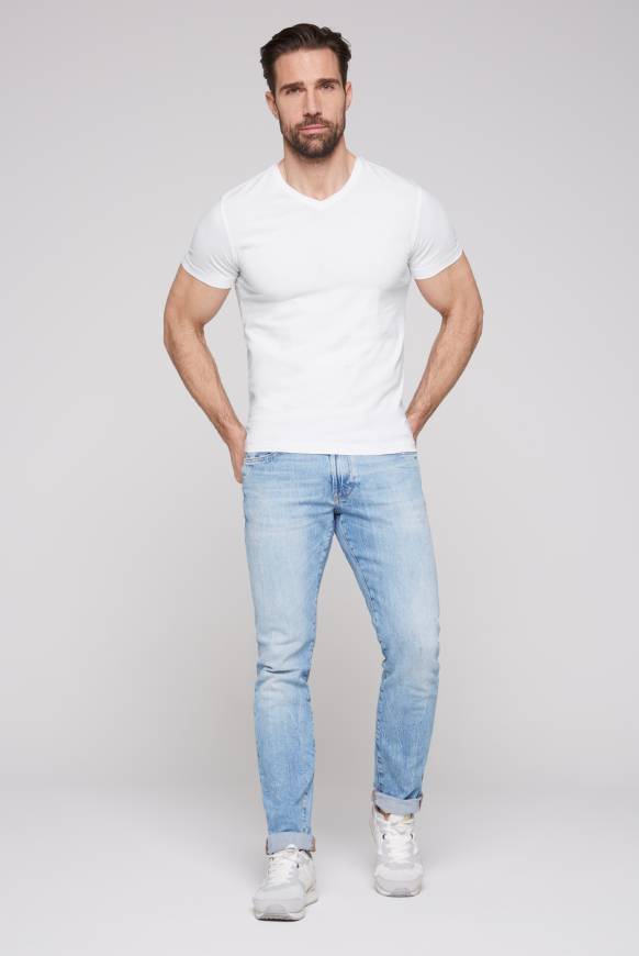 Soccx Basic T-Shirt mit V-Neck, Doppelpack optic white / optic white Günstiger Verkauf