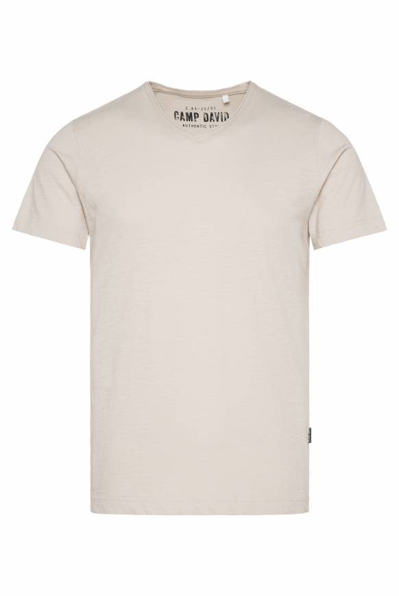 Soccx Basic T-Shirt V-Neck mit Used-Kante light cappuccino Kostenloser Versand