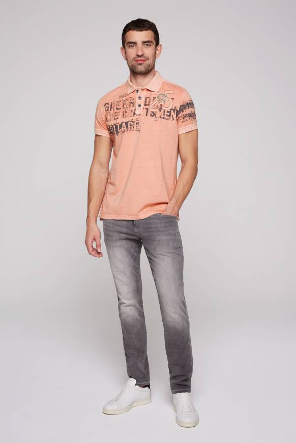 Soccx Poloshirt mit Label-Applikationen old peach M Fabrikpreis