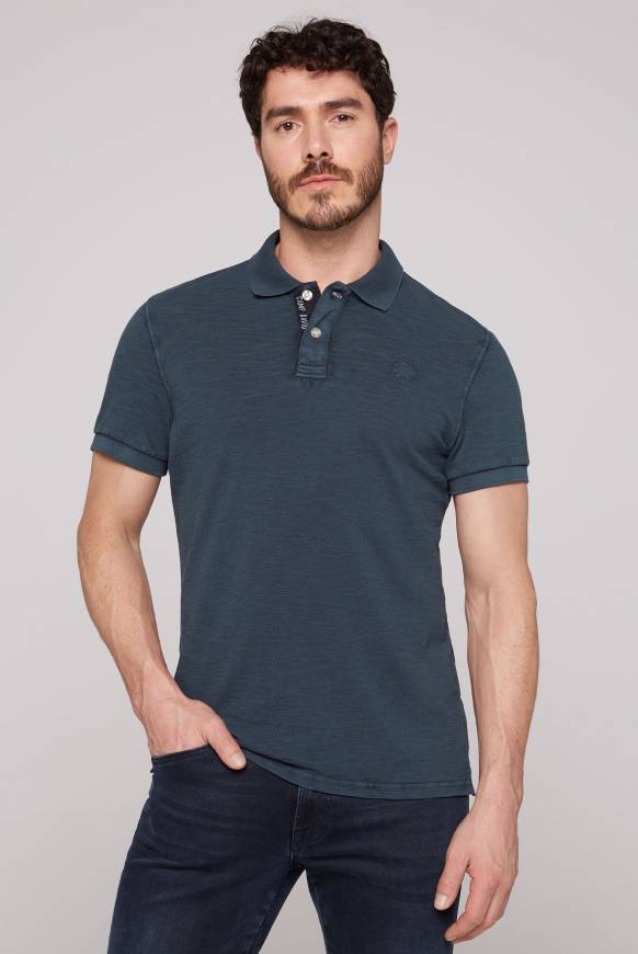 Soccx Kurzarmpolo aus Pikee mit Logostick blue navy S Sonderangebot