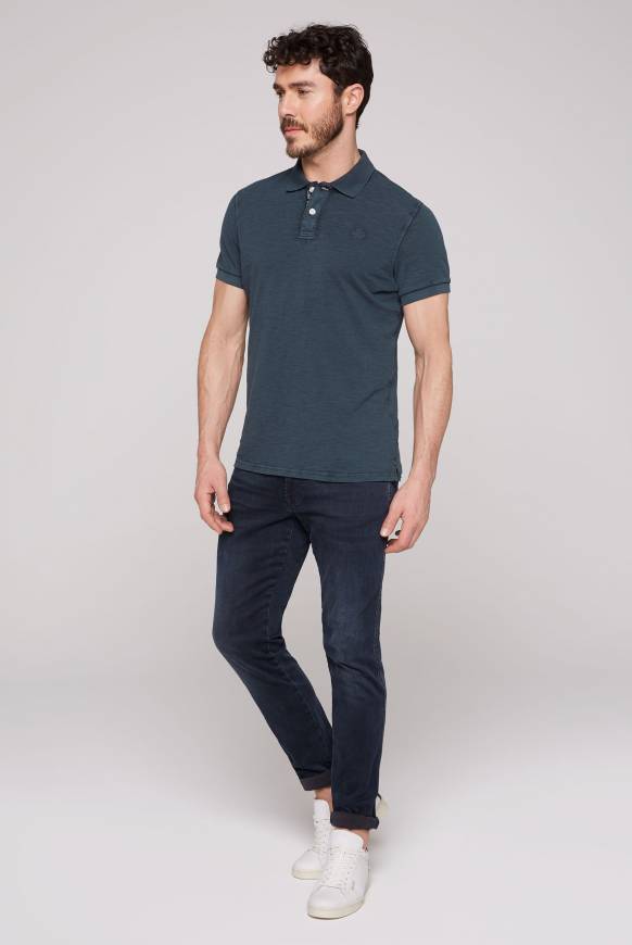 Soccx Kurzarmpolo aus Pikee mit Logostick blue navy S Sonderangebot