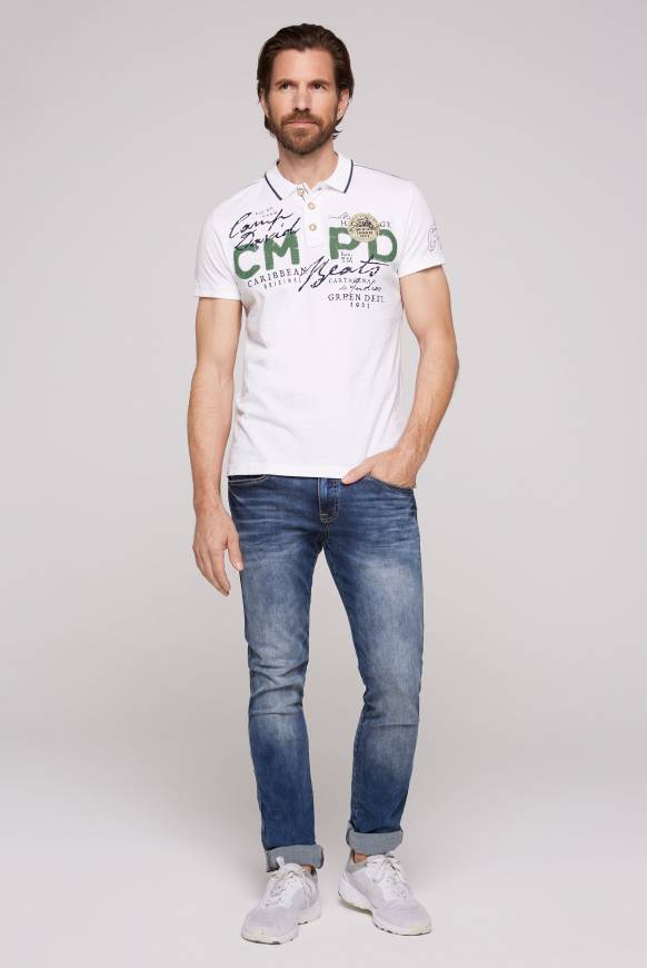 Soccx Poloshirt mit Puff-Print-Details opticwhite M Großer Ausverkauf