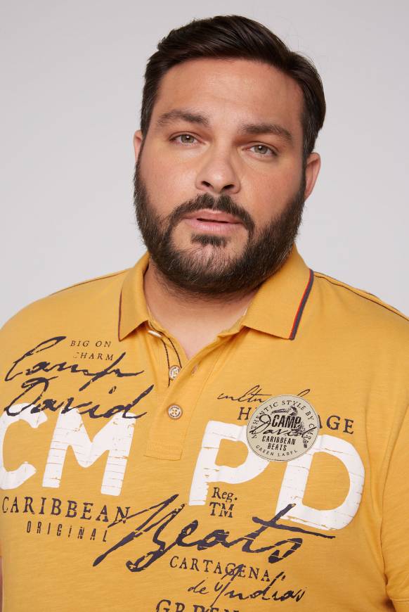 Soccx Poloshirt mit Puff-Print-Details warm sun Flash Sale