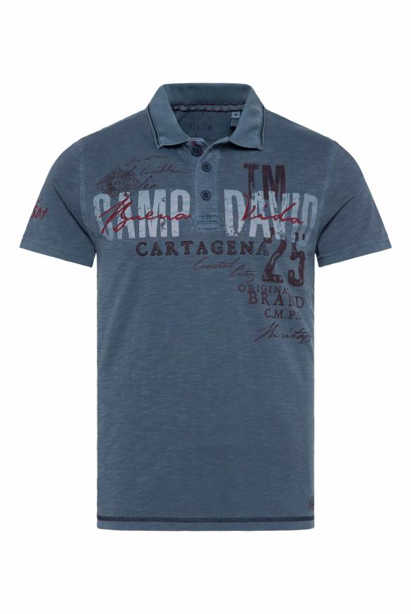 Soccx Polo aus Flammgarn mit Prints und Stickereien lazy blue Begrenztes Angebot