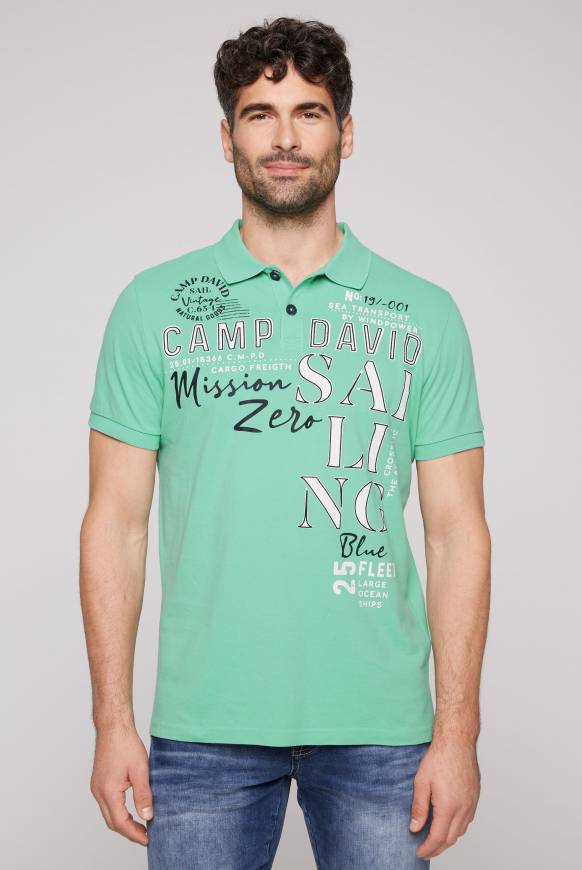 Soccx Pikee-Poloshirt mit Sailing Print sea green L Exklusivangebot