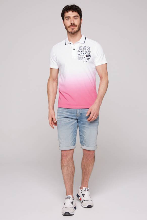 Soccx Pikee-Polo Dip Dye mit Logo Artworks opticwhite / pink punch Valentinstagsangebot